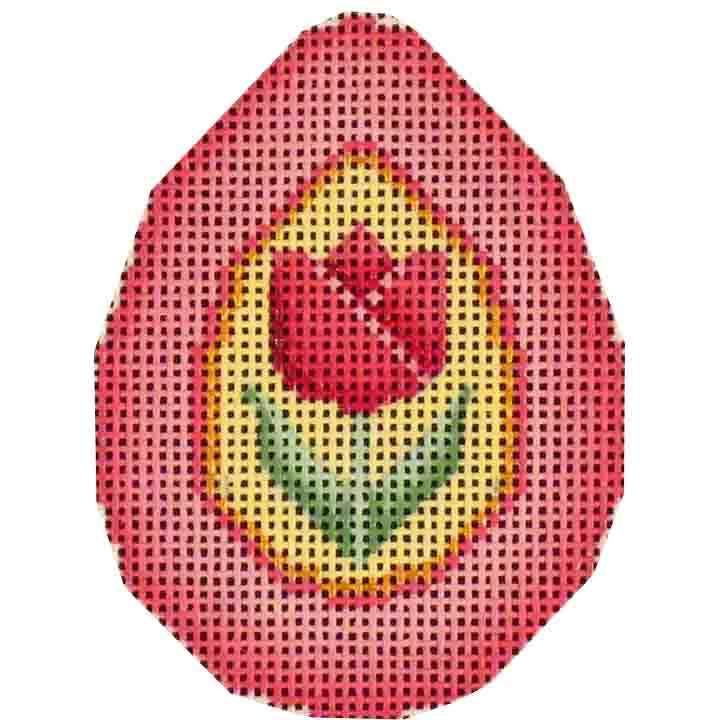 Rebecca Wood Designs Pink Tulip Easter Egg Needlepoint Canvas