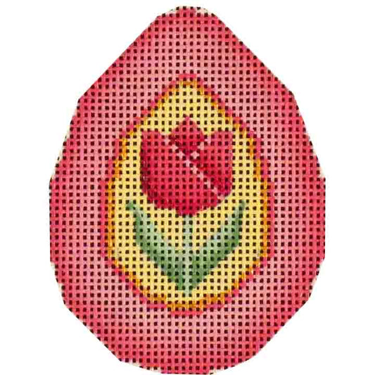 Rebecca Wood Designs Pink Tulip Easter Egg Needlepoint Canvas