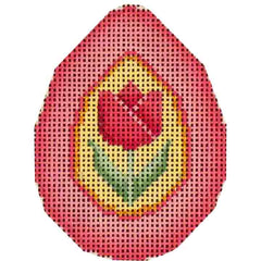 Rebecca Wood Designs Pink Tulip Easter Egg Needlepoint Canvas