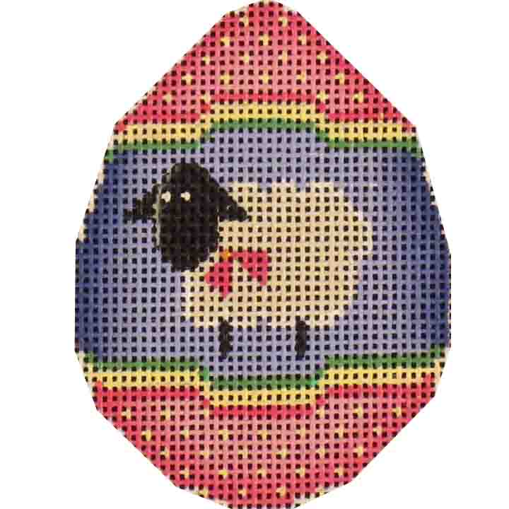 Rebecca Wood Designs Pink Bow Lamb Easter Egg Needlepoint Canvas
