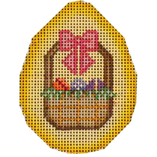 Rebecca Wood Designs Basket with Ribbon Easter Egg Needlepoint Canvas