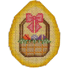 Rebecca Wood Designs Basket with Ribbon Easter Egg Needlepoint Canvas
