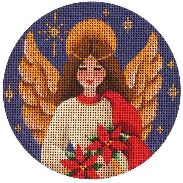 Rebecca Wood Designs Poinsettia Angel Needlepoint Canvas