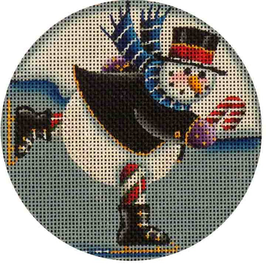 Rebecca Wood Designs Skating Snowman Needlepoint Canvas