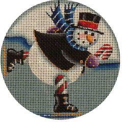 Rebecca Wood Designs Skating Snowman Needlepoint Canvas