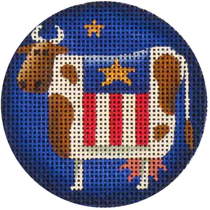 Rebecca Wood Designs Patriotic Cow Needlepoint Canvas