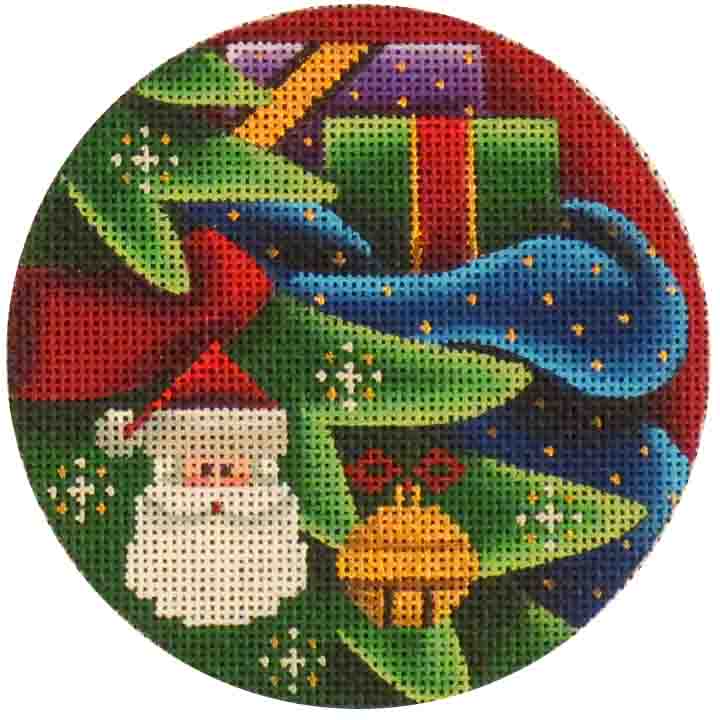 Rebecca Wood Designs Santa and Gifts Ornament Needlepoint Canvas