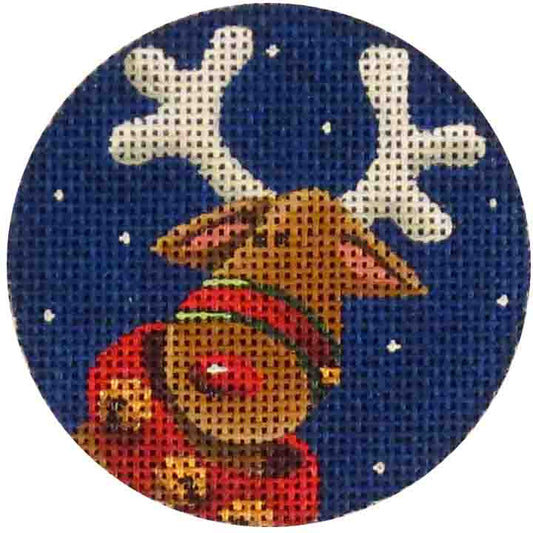 Rebecca Wood Designs Reindeer in Festive Sweater Needlepoint Canvas