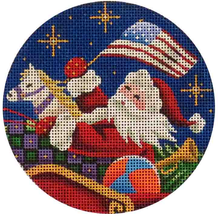 Rebecca Wood Designs Patriotic Santa Needlepoint Canvas