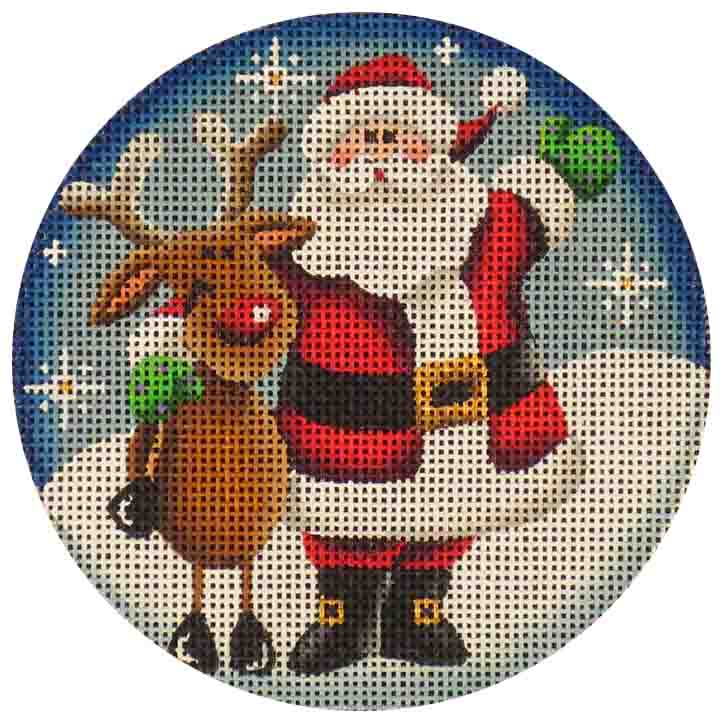 Rebecca Wood Designs Rudy and Santa Needlepoint Canvas