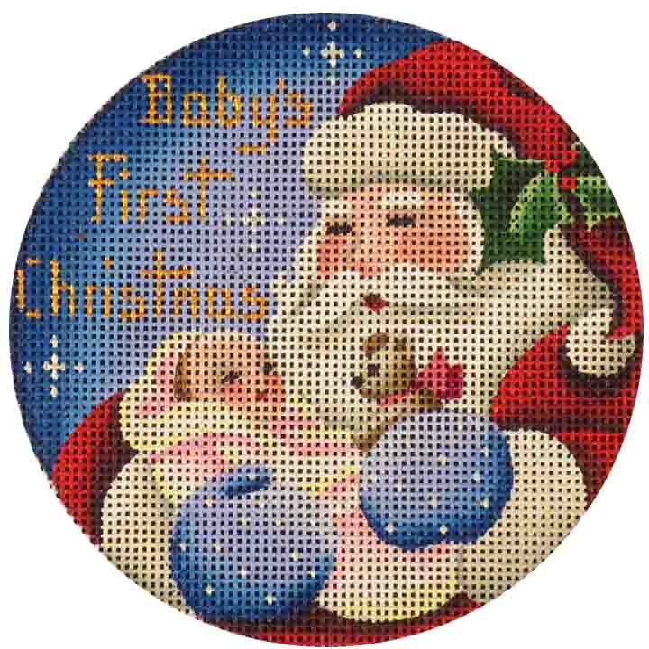 Rebecca Wood Designs Babies First Christmas Girl Needlepoint Canvas