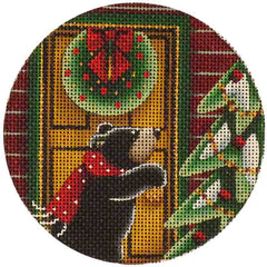 Rebecca Wood Designs Whos There Bear & Christmas Tree Needlepoint Canvas