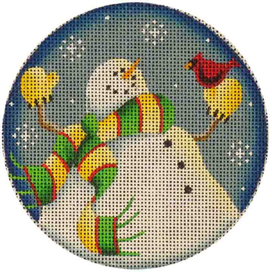 Rebecca Wood Designs Cardinal Bird & Snowman Needlepoint Canvas