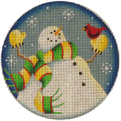 Rebecca Wood Designs Cardinal Bird & Snowman Needlepoint Canvas