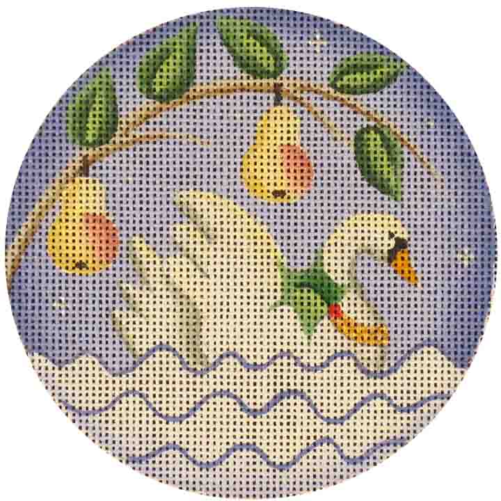 Rebecca Wood Designs Swimming Swans Needlepoint Canvas