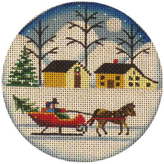 Rebecca Wood Designs Christmas Tree & Horse Cart Needlepoint Canvas