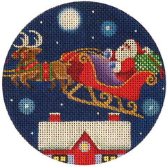 Rebecca Wood Designs Santa & Reindeer Needlepoint Canvas