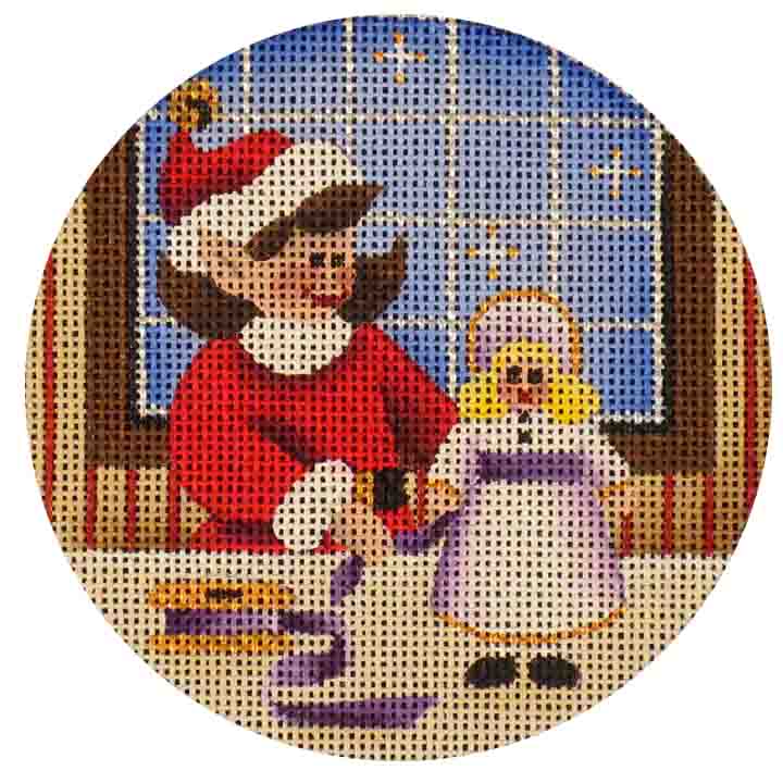 Rebecca Wood Designs Doll Elf & Girl Needlepoint Canvas