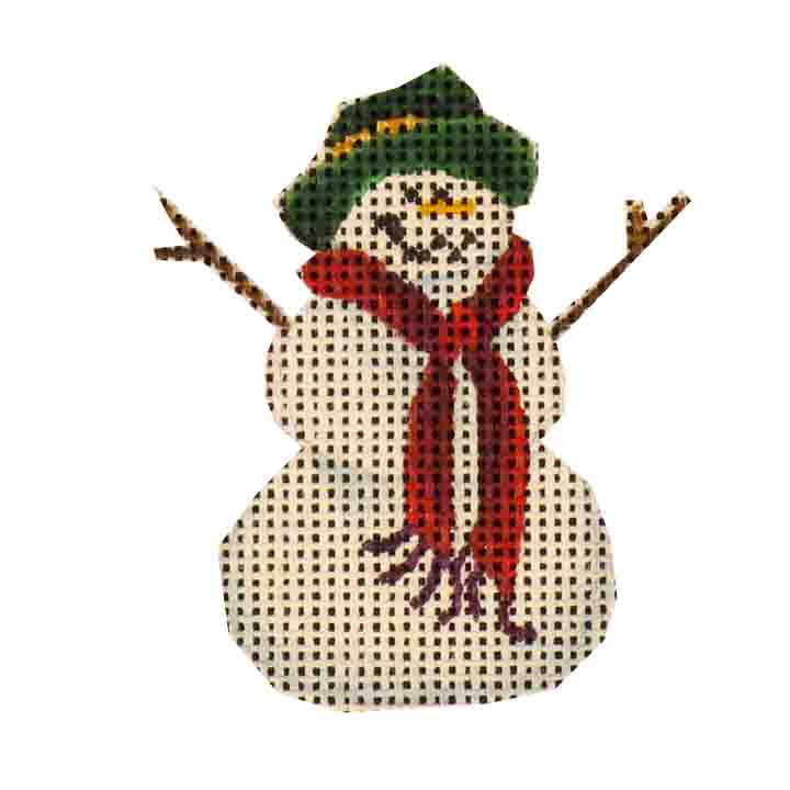Rebecca Wood Designs Snowman in Black Dots Needlepoint Canvas