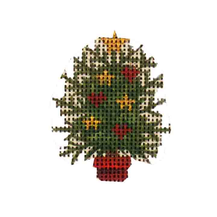 Rebecca Wood Designs Christmas Tree in Golden Stars Needlepoint Canvas