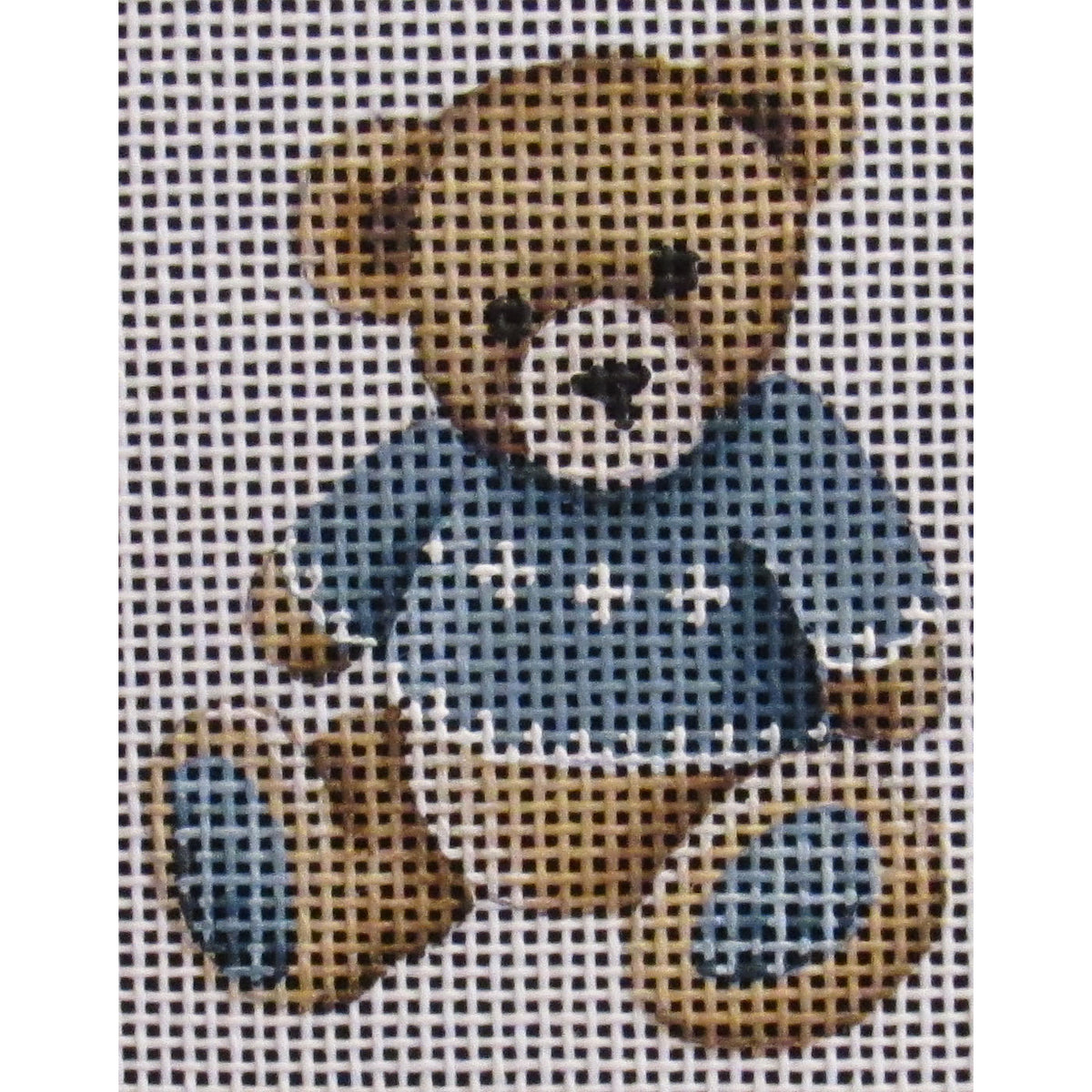 Rebecca Wood Designs Blue Teddy Needlepoint Canvas