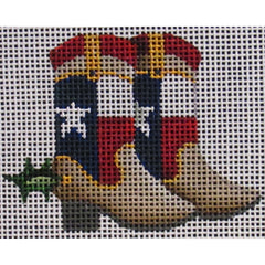 Rebecca Wood Designs Boots with Flag Print Needlepoint Canvas