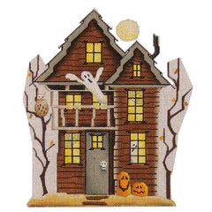 Rebecca Wood Designs Halloween House with Ghost & Bird Needlepoint Canvas