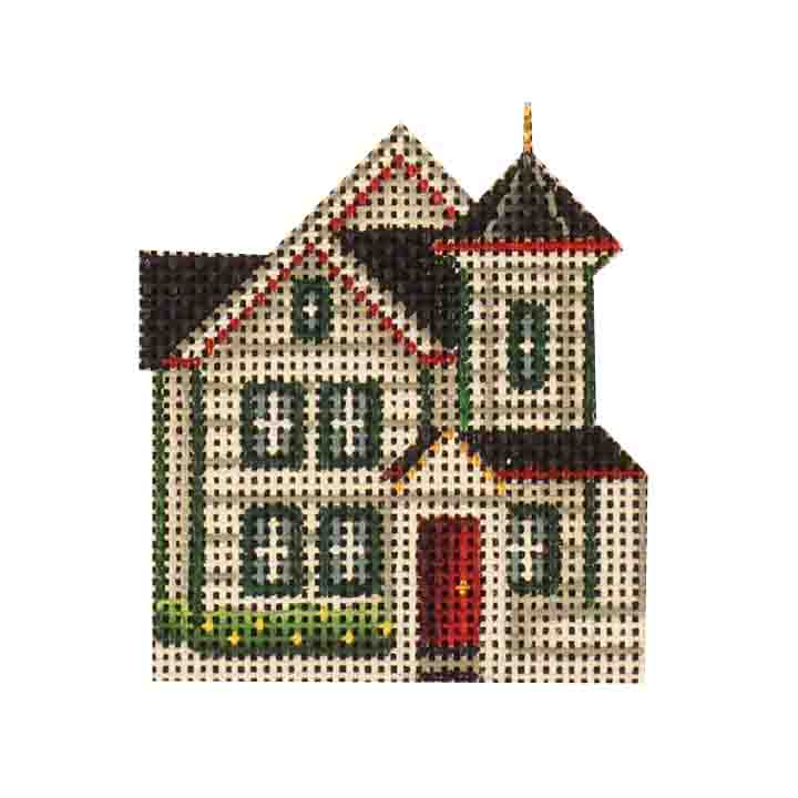 Rebecca Wood Designs Green Trim Victorian Needlepoint Canvas