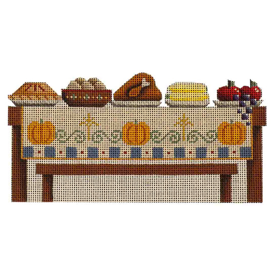 Rebecca Wood Designs Feast Table with Fruit & Food Needlepoint Canvas