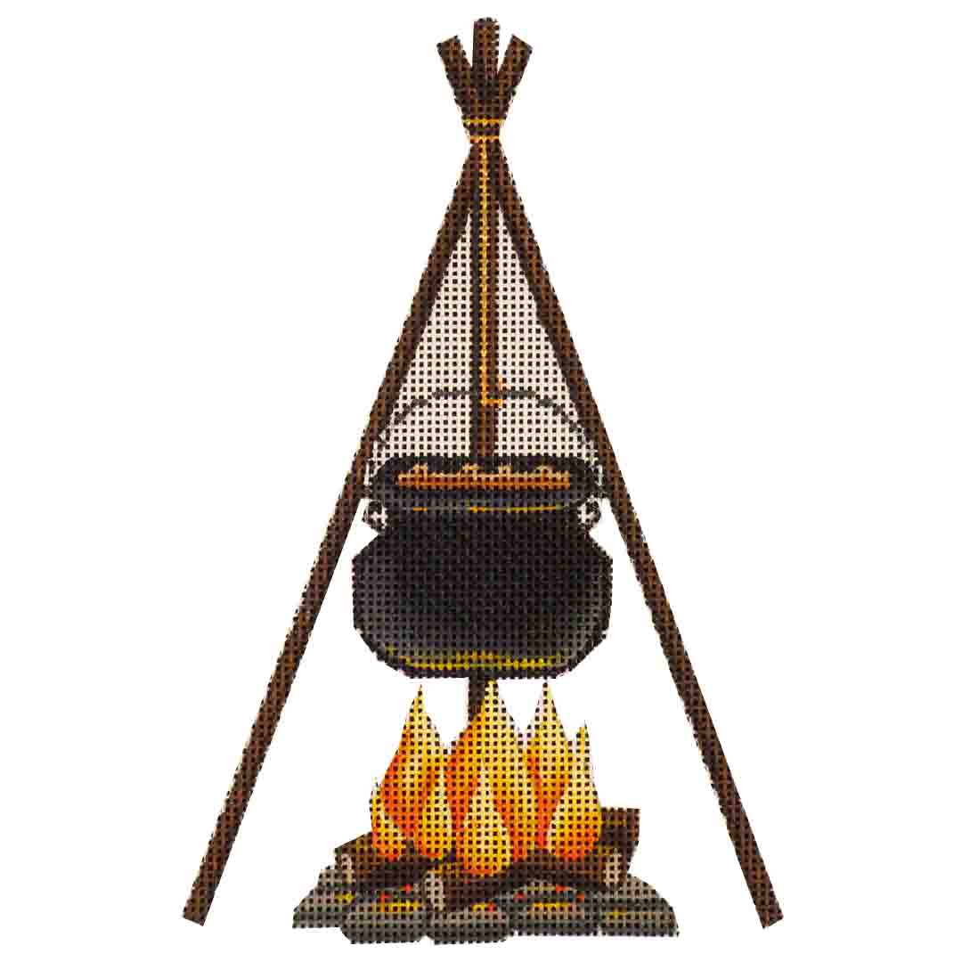 Rebecca Wood Designs Cooking Pot & Fire Needlepoint Canvas