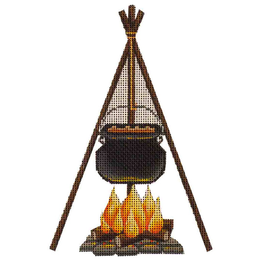 Rebecca Wood Designs Cooking Pot & Fire Needlepoint Canvas