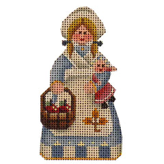 Rebecca Wood Designs Girl with Doll & Fruit Basket Needlepoint Canvas