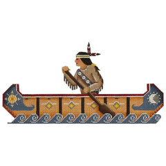 Rebecca Wood Designs Canoe & Indian Man Needlepoint Canvas