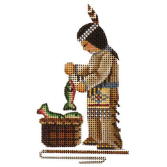 Rebecca Wood Designs Indian Boy with Fish Needlepoint Canvas