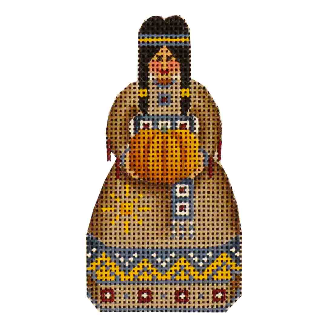 Rebecca Wood Designs Indian Woman with Pumpkin Needlepoint Canvas