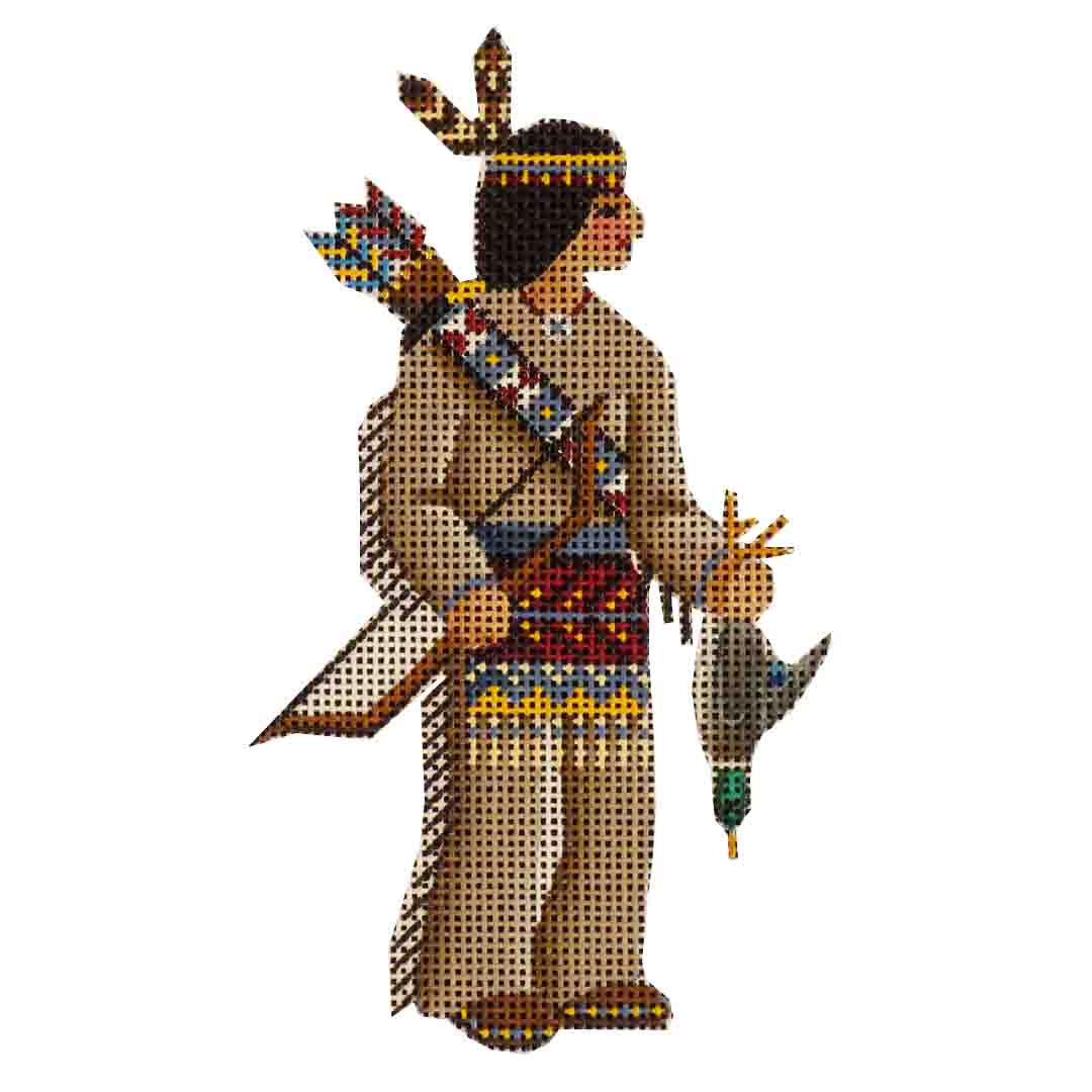 Rebecca Wood Designs Father Indian with Bow & Arrow Needlepoint Canvas