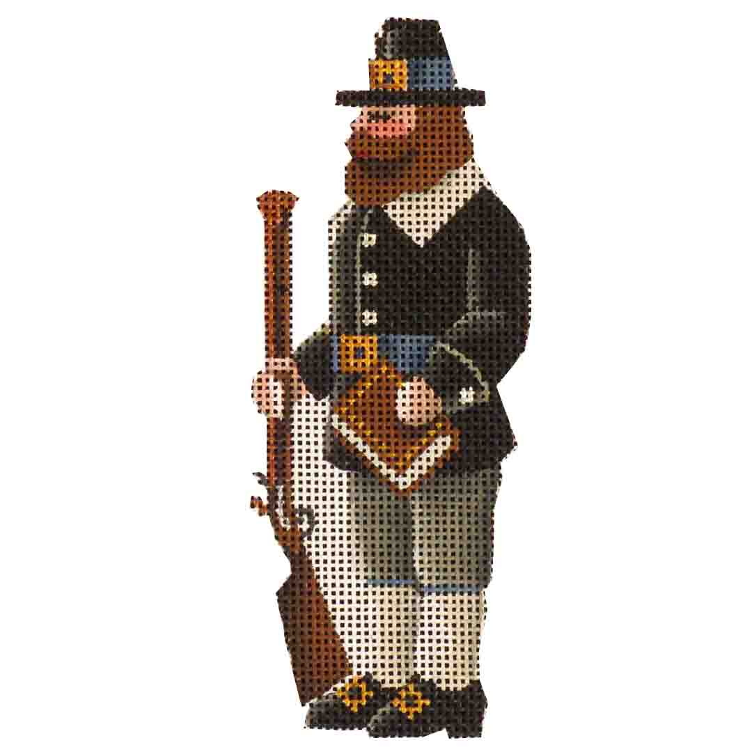 Rebecca Wood Designs Standing Father Pilgrim with Gun Needlepoint Canvas