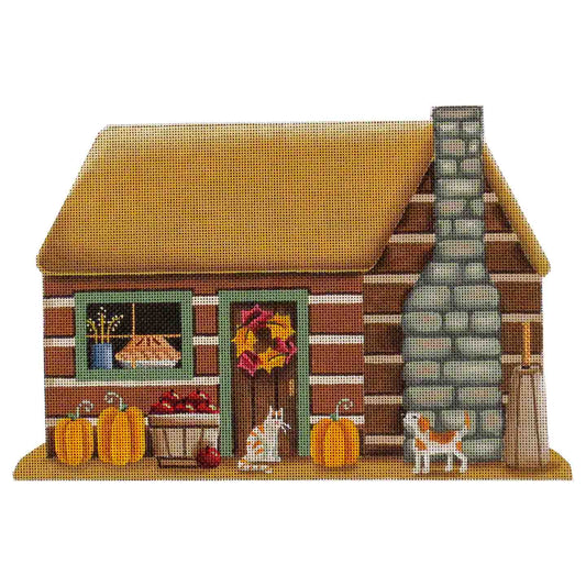 Rebecca Wood Designs Cabin House with Animals & Fruits Needlepoint Canvas