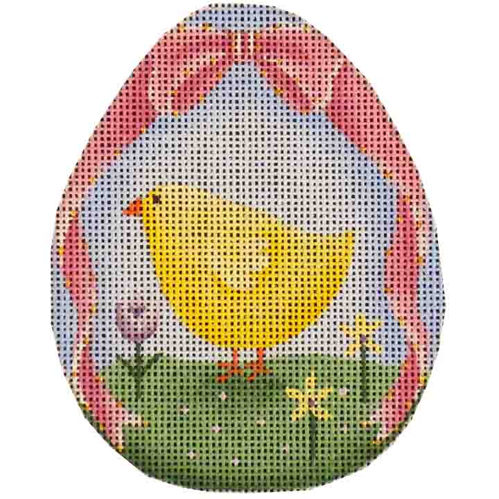Rebecca Wood Designs Yellow Chick Easter Egg Needlepoint Canvas