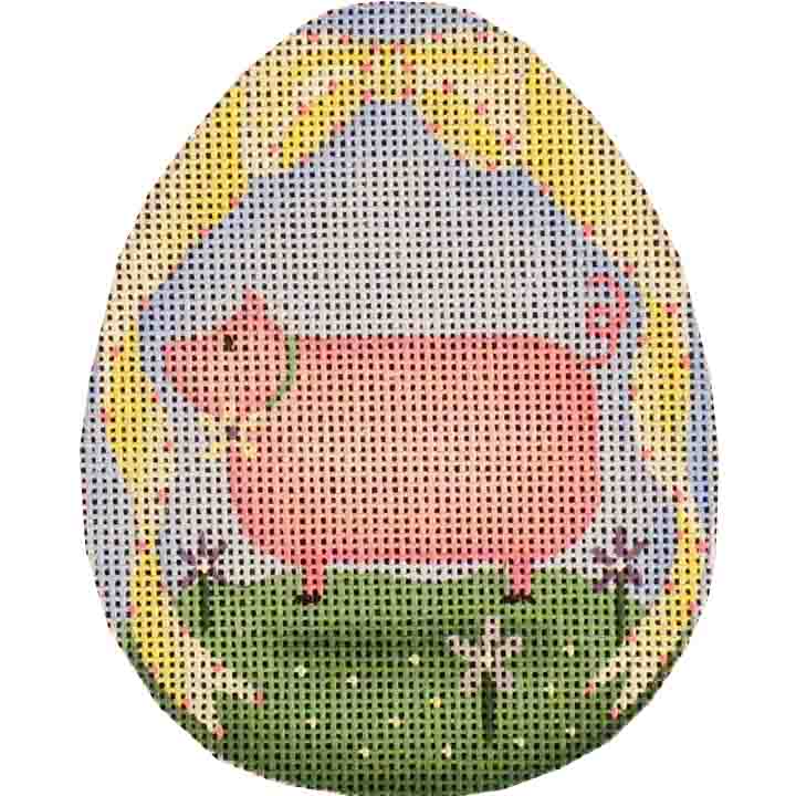 Rebecca Wood Designs Pig Easter Egg Needlepoint Canvas
