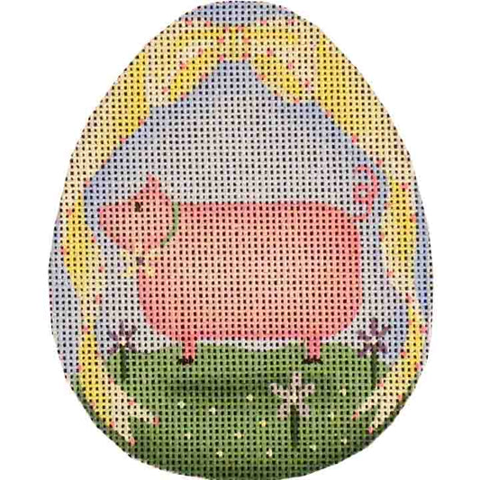 Rebecca Wood Designs Pig Easter Egg Needlepoint Canvas