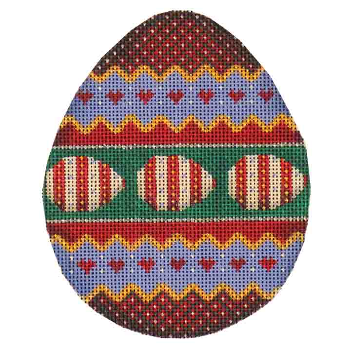 Rebecca Wood Designs Easter Egg with Hearts Needlepoint Canvas