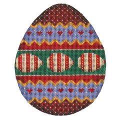 Rebecca Wood Designs Easter Egg with Hearts Needlepoint Canvas