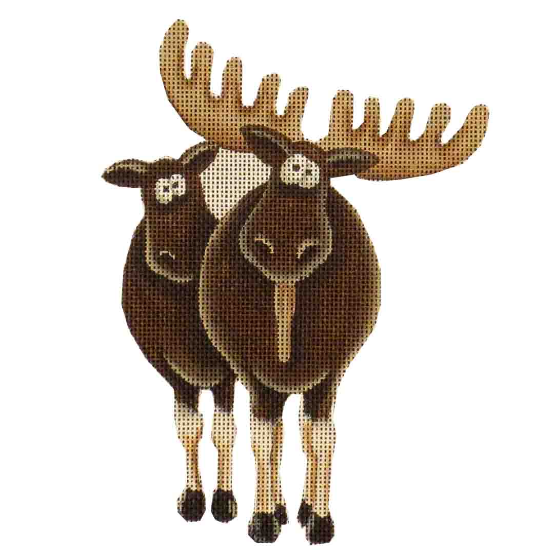 Rebecca Wood Designs Playful Moose Pair Needlepoint Canvas