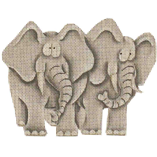 Rebecca Wood Designs Two Elephant Needlepoint Canvas