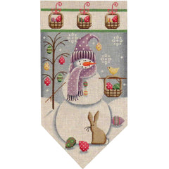 Rebecca Wood Designs April Snowman with Easter Egss Banner Needlepoint Canvas