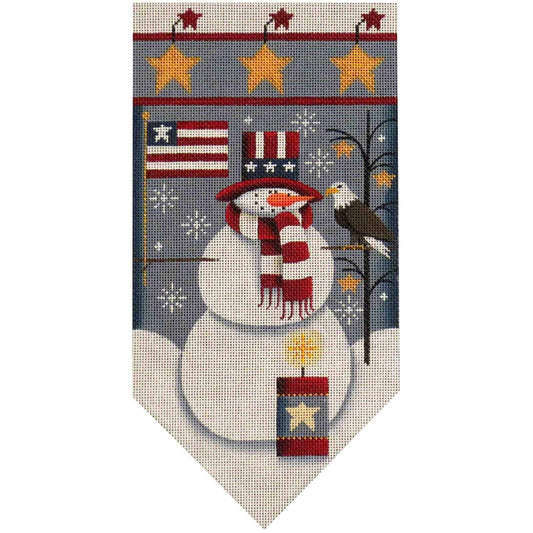 Rebecca Wood Designs July Snowman with Flag Banner Needlepoint Canvas