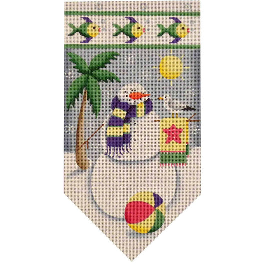 Rebecca Wood Designs June Snowman with Ball Banner Needlepoint Canvas