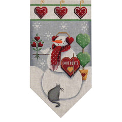 Rebecca Wood Designs February Snowman with Mouse Banner Needlepoint Canvas