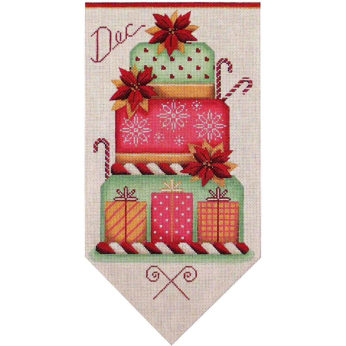 Rebecca Wood Designs December Banner Cake Needlepoint Canvas